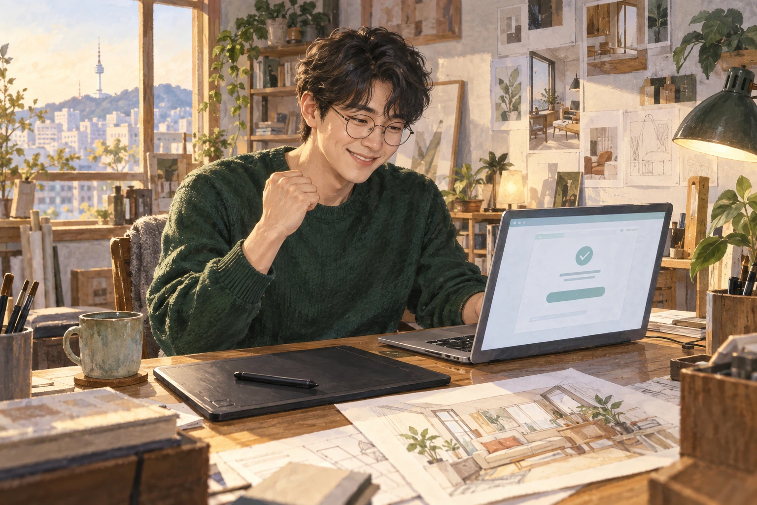 외주 입금을 보는 지호
