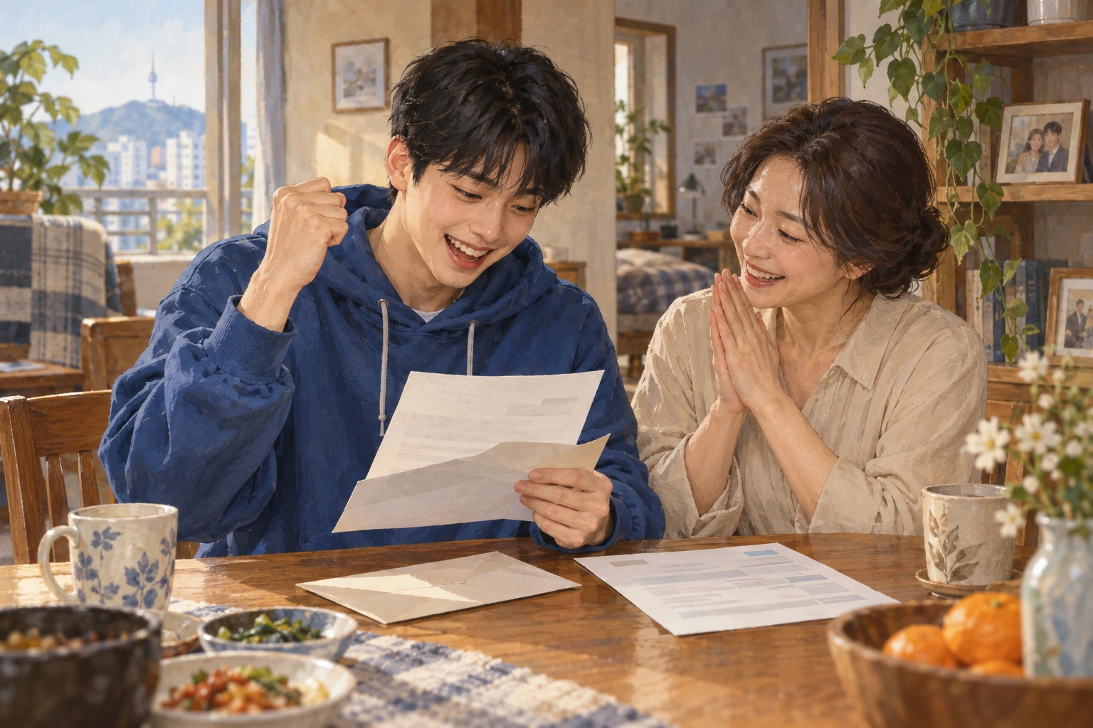 합격과 고지서를 보는 세진